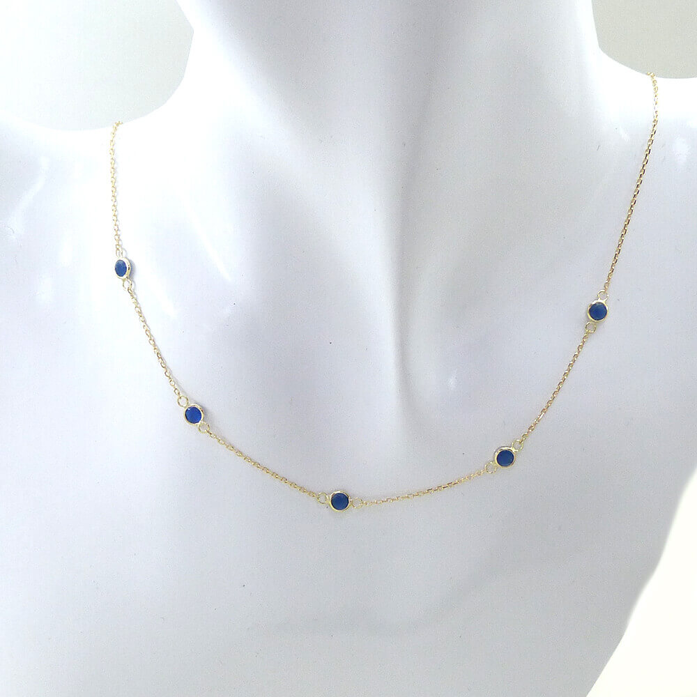 GARGANTILLA 11 PIEDRAS 4MM CUARZO AZUL 45CM