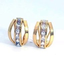 PENDIENTES 2 BANDAS 1 CARRE OMEGA 14x10MM