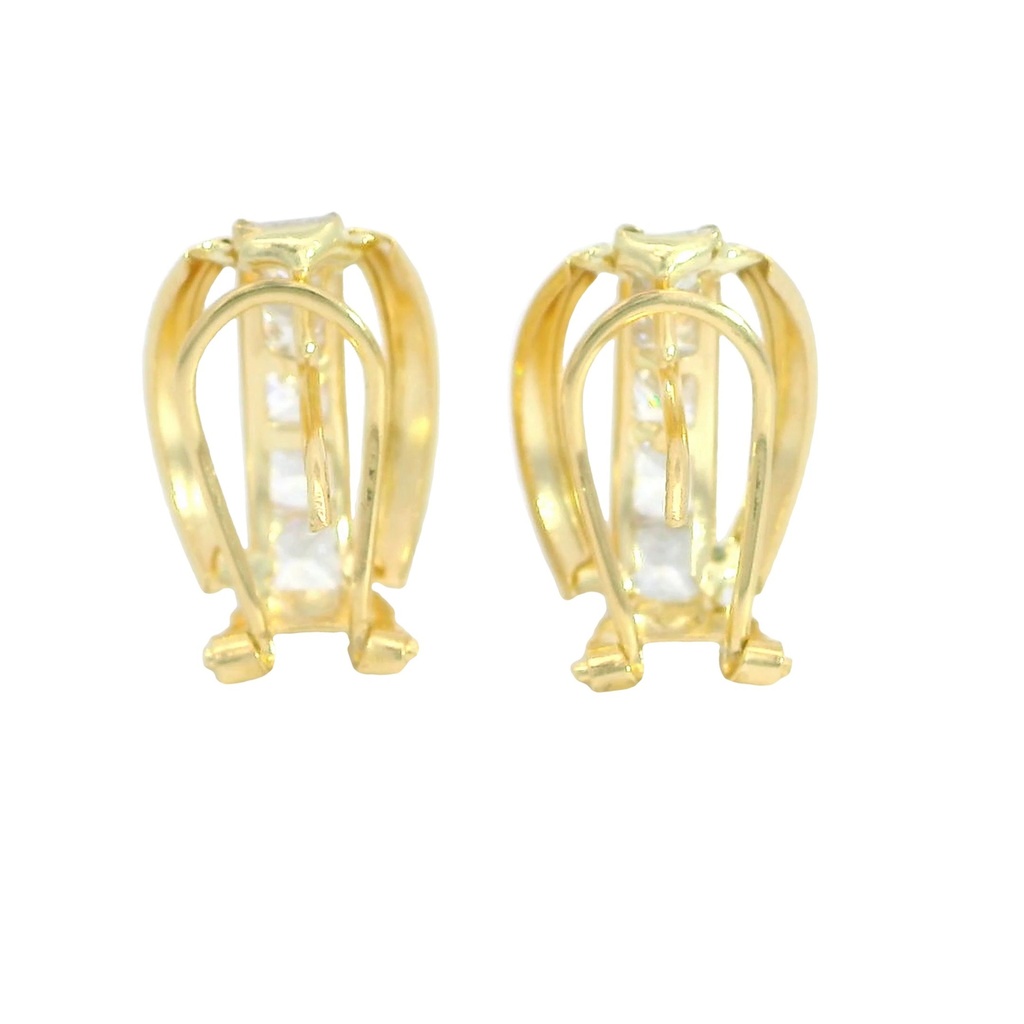 PENDIENTES 2 BANDAS 1 CARRE OMEGA 14x10MM