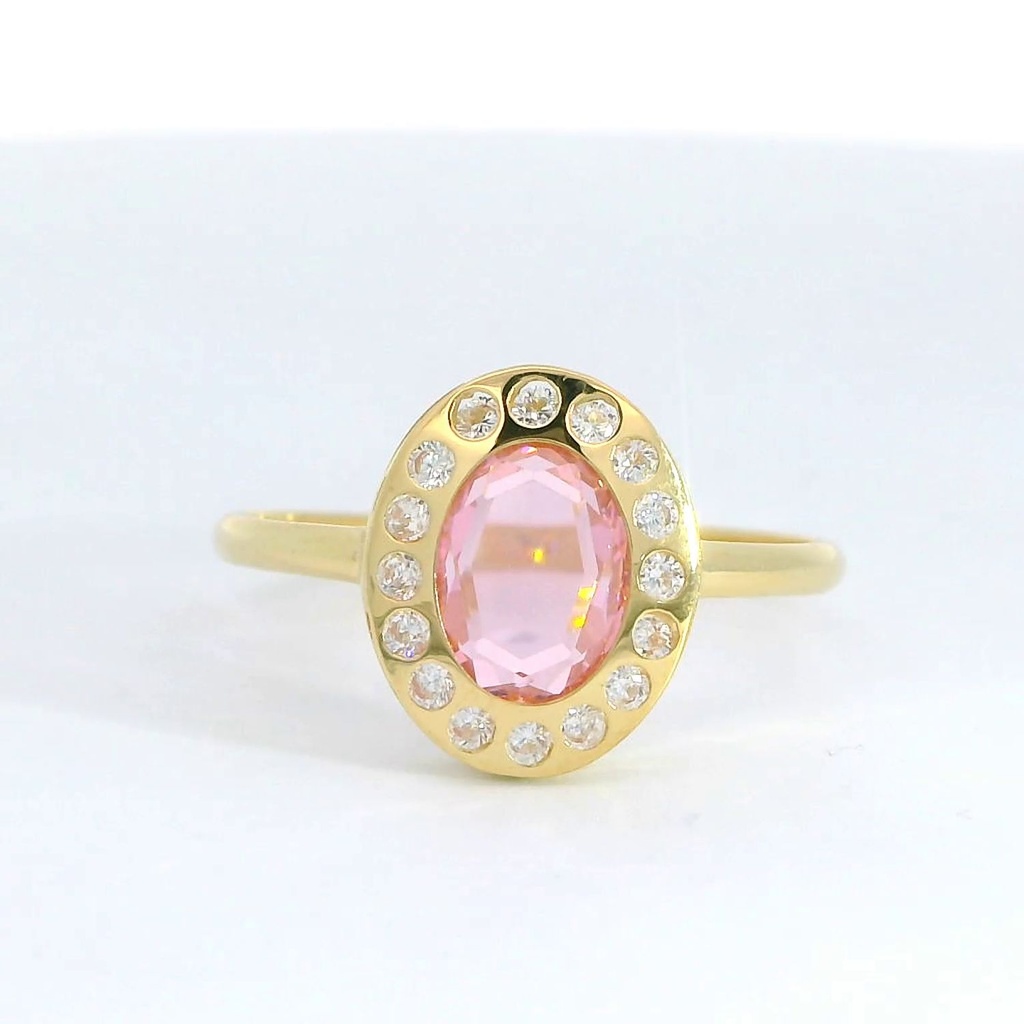 SORTIJA PIEDRA OVAL ROSA DE 8X6MM.