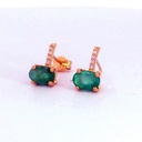 PENDIENTES ESMERALDA OVAL 6x4, 8 BRILLANTEs 1MM H-SI 0.04 CT