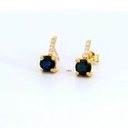 PENDIENTES ZAFIRO REDONDO 4MM, 8 BRILLANTES  1MM H-SI 0.04 CT