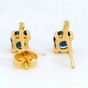 PENDIENTES ZAFIRO REDONDO 4MM, 8 BRILLANTES  1MM H-SI 0.04 CT