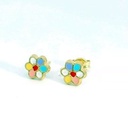 PENDIENTES MARGARITA ESMALTE 6.5MM PRESION