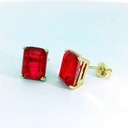 PENDIENTES CUARZO COLOR  RUBI 8x6MM