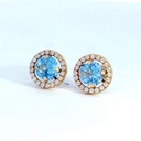 PENDIENTES ORLA 9MM CENTRO 5.5MM PRESION COLOR AGUA MARINA