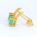 PENDIENTES ESMERALDA REDONDA 4MM 8 BRILLANTES  1MM H-SI 0.04 CT TW