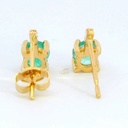 PENDIENTES ESMERALDA REDONDA 4MM 8 BRILLANTES  1MM H-SI 0.04 CT TW