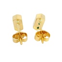 PENDIENTES BARRETA ROMBO 7x3MM GREEN STONE PRESION