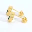 PENDIENTES OVAL CON MOTIVO 7x4MM GREEN STONE PRESION