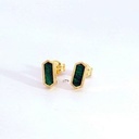 PENDIENTES BARRETA ROMBO 7x3MM GREEN STONE PRESION