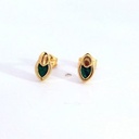 PENDIENTES OVAL CON MOTIVO 7x4MM GREEN STONE PRESION