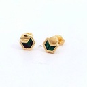 PENDIENTES HEXAGAGONO CON MOTIVO 7x5MM GREEN STONE PRESION