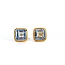 PENDIENTES CUADRADS 6x6 MM PIEDRA COLOR AGUA MARINA