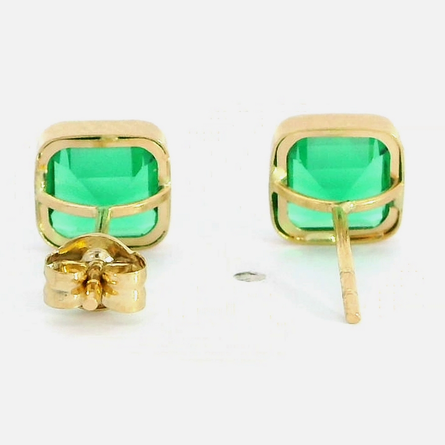 PENDIENTES CUADRADOS 6x6 MM PIEDRA NANO ESMERALDA