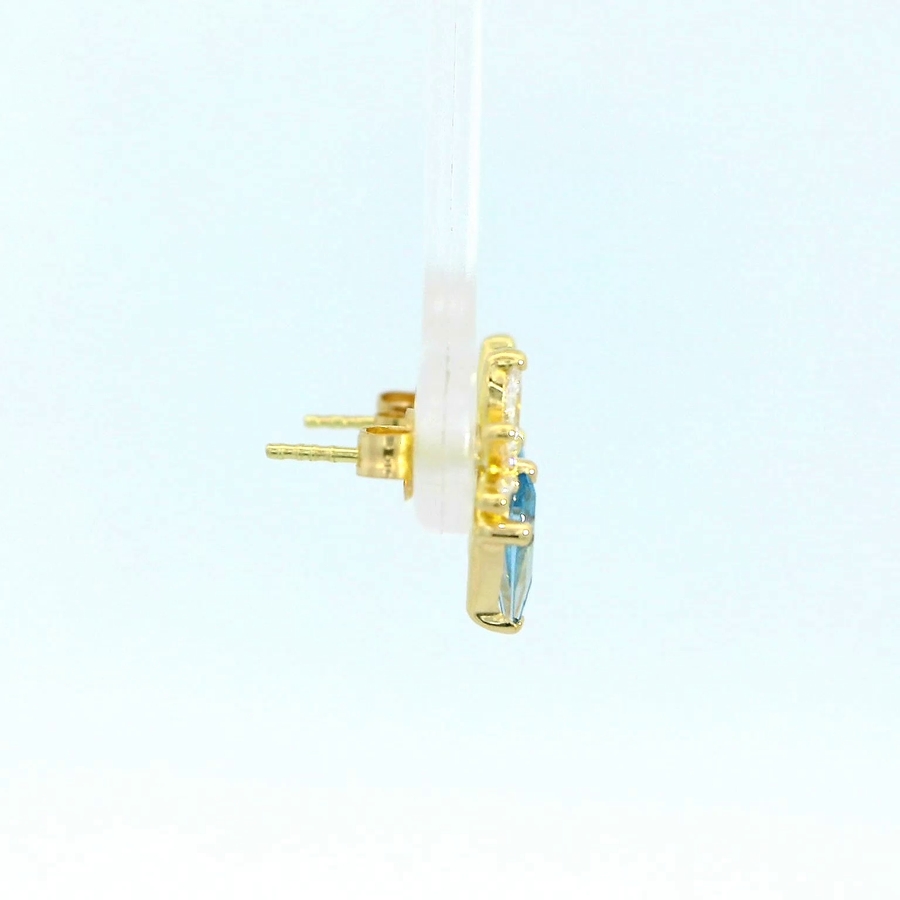 PENDIENTES FLOR COMETA PÌEDRA COLOR AGUAMARINA DE 7x4MM.12MM.
