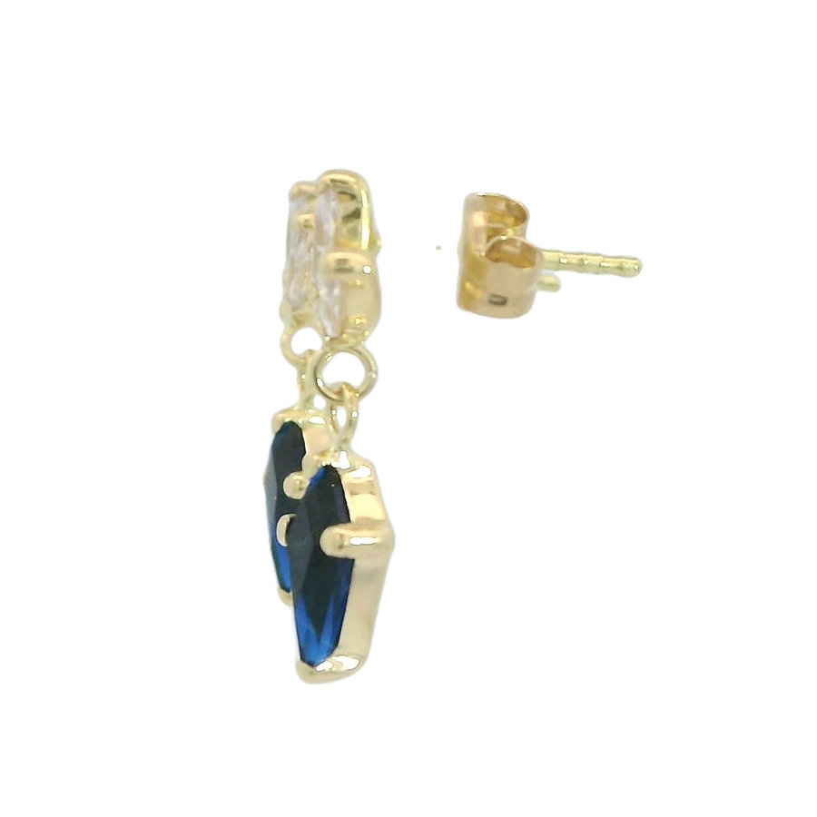 PENDIENTES FLOR COMETA PIEDRA COLOR ZAFIRO DE 7x4MM.11MM.