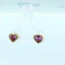 PENDIENTES CORAZON 6MM PIEDRA ROSA