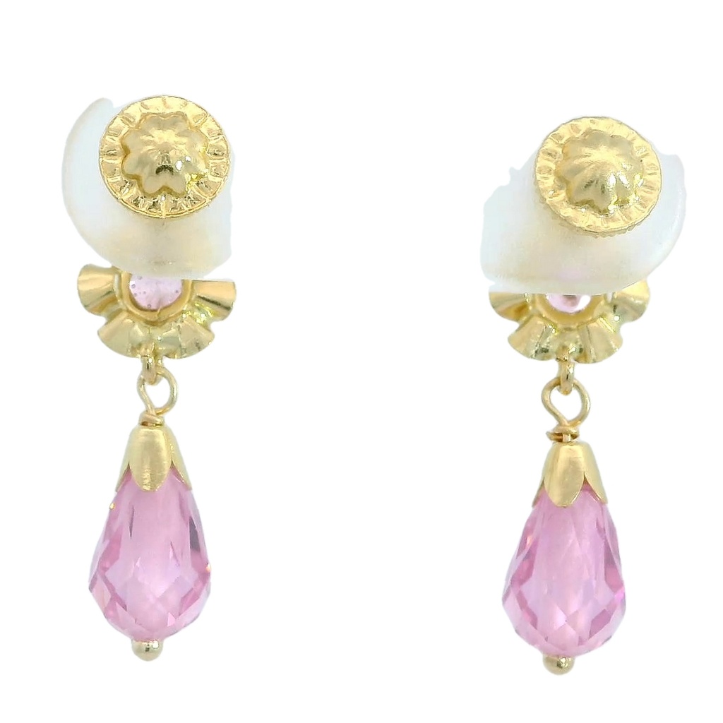 PENDIENTES ARQUILLO BOLA CRISTAL ROSA TORNILLO.20MM.