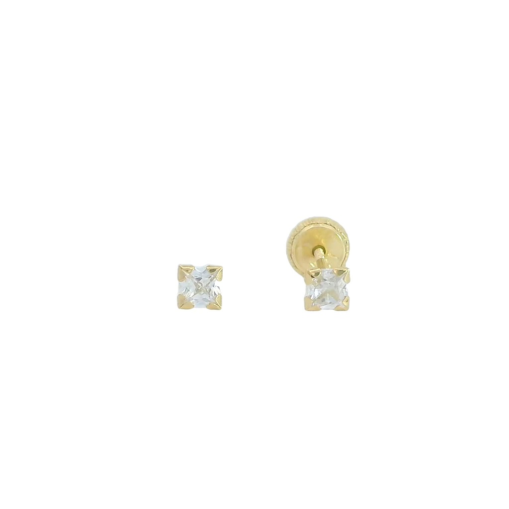 PENDIENTES BECKHAM CARRÉ DE 3X3MM.ROSCA.