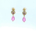 PENDIENTES CUBANA  CRISTAL ROSA.TORNILLO.15MM.