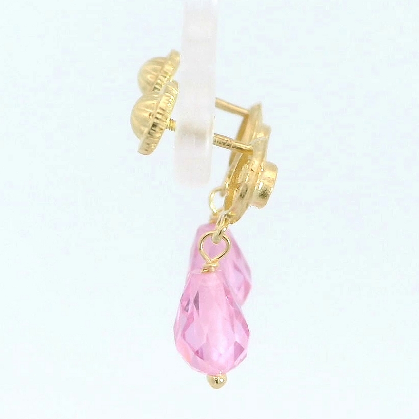 PENDIENTES CUBANA  CRISTAL ROSA.TORNILLO.15MM.