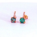 PENDIENTES ESMERALDA REDONDA 4MM 8 BRILLANTES  1MM H-SI 0.04 CT TW