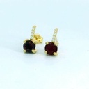 PENDIENTES RUBI REDONDO  4MM 8 BRILLANTES 1MM H-SI 0.04 CT