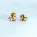 PENDIENTES UNICORNIO SATINADO CON CIRCONITA.6x8MM.