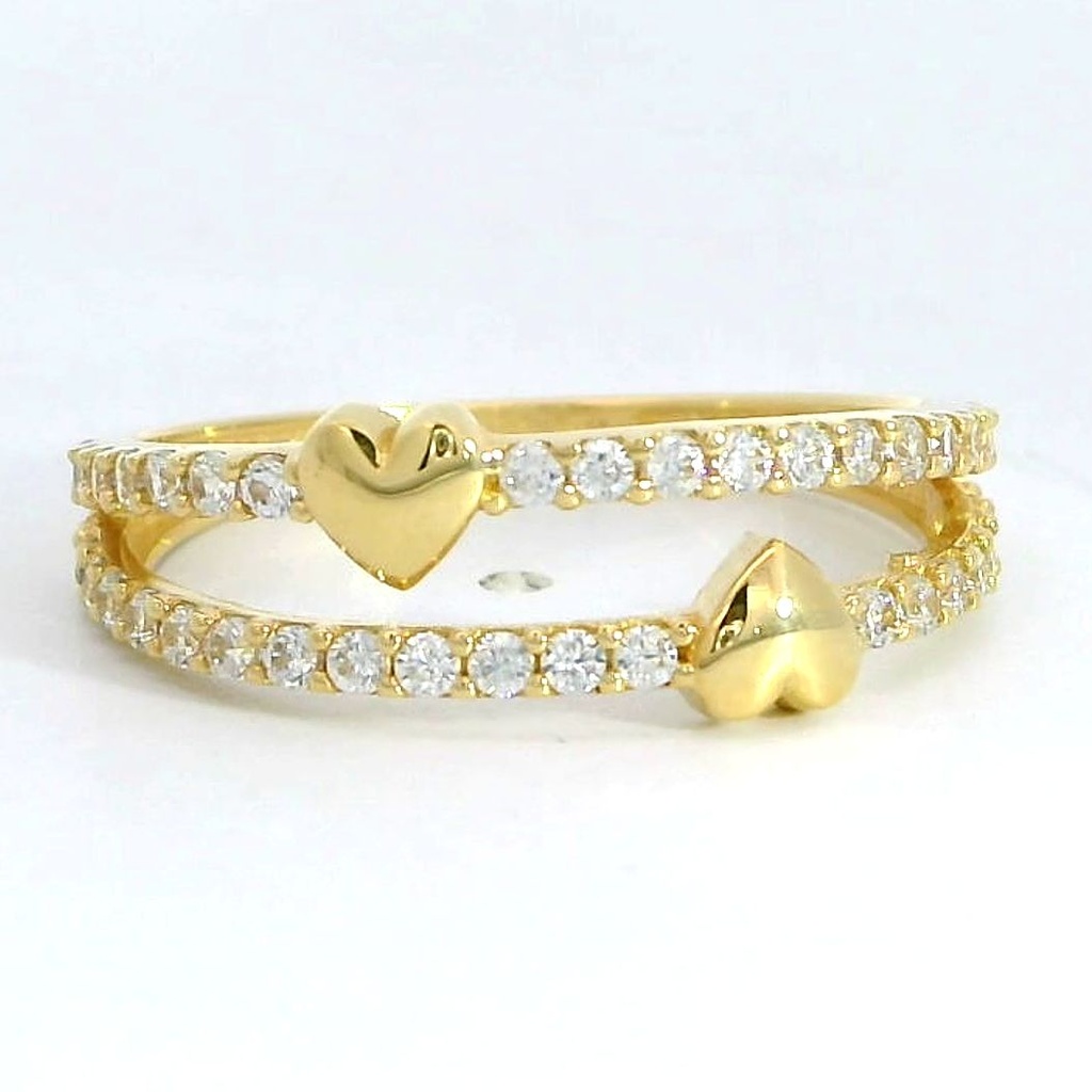 SORTIJA DOS CORAZONES Y CIRCONITAS.