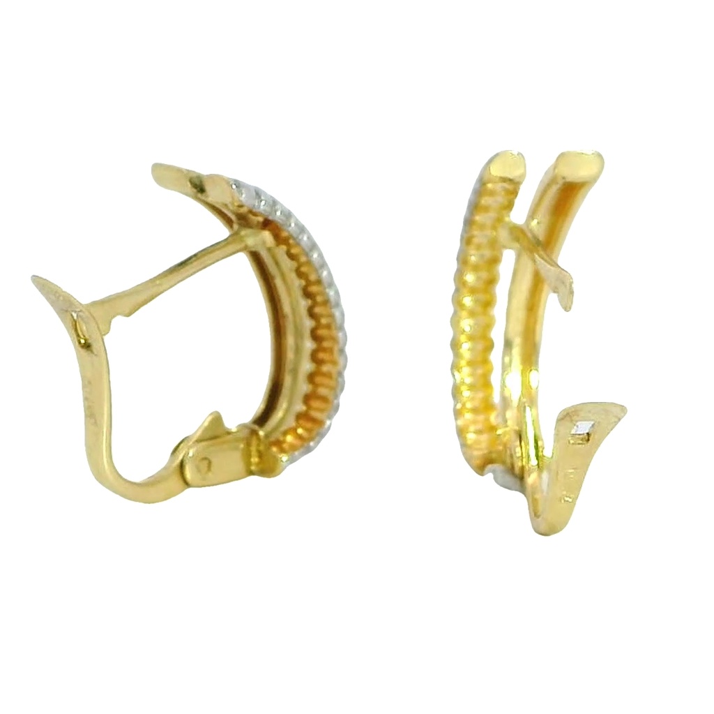 PENDIENTES MEDIO ARO DOBLE BANDA BICOLOR.