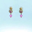 PENDIENTES CUBANA  CRISTAL ROSA.TORNILLO.15MM.