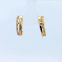 PENDIENTES MEDIO ARO DOBLE BANDA GRANOS.15x3MM.