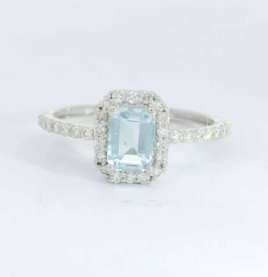 SORTIJA  BRILLANTES DI RD VSI H 0.283 1 AGUA MARINA 0.512 CT.0.28 CT TW