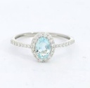 SORTIJA  BRILLANTES DI 20 RD VSI H 0.18 4 RD 0.023 DI 6 RD 0.043 1 AGUA MARINA 0.42 CT.0.22 CT TW