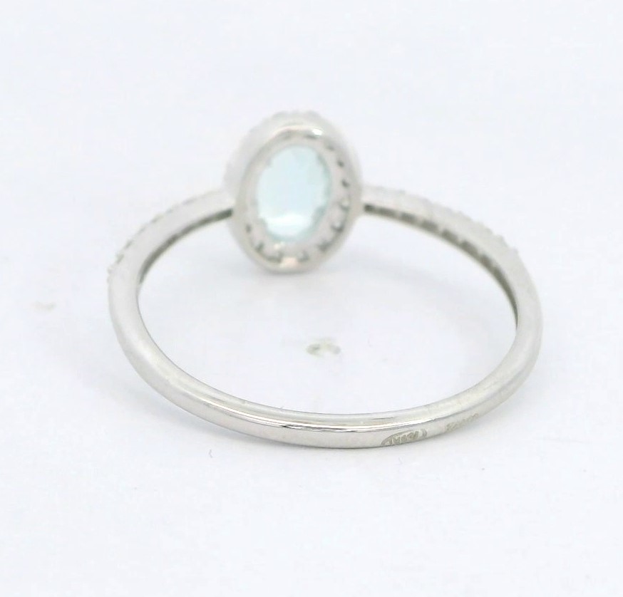 SORTIJA  BRILLANTES DI 20 RD VSI H 0.18 4 RD 0.023 DI 6 RD 0.043 1 AGUA MARINA 0.42 CT.0.22 CT TW