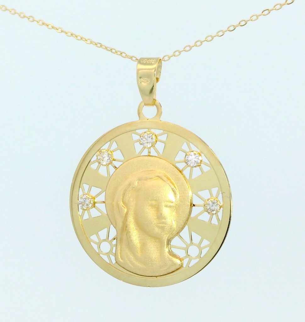 MEDALLA REDONDA VIRGEN CON CIRCONITAS.19MM.