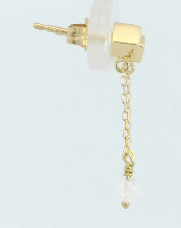 PENDIENTES CADENA CUBO PIEDRA LUNA SEMIPRECIOSA