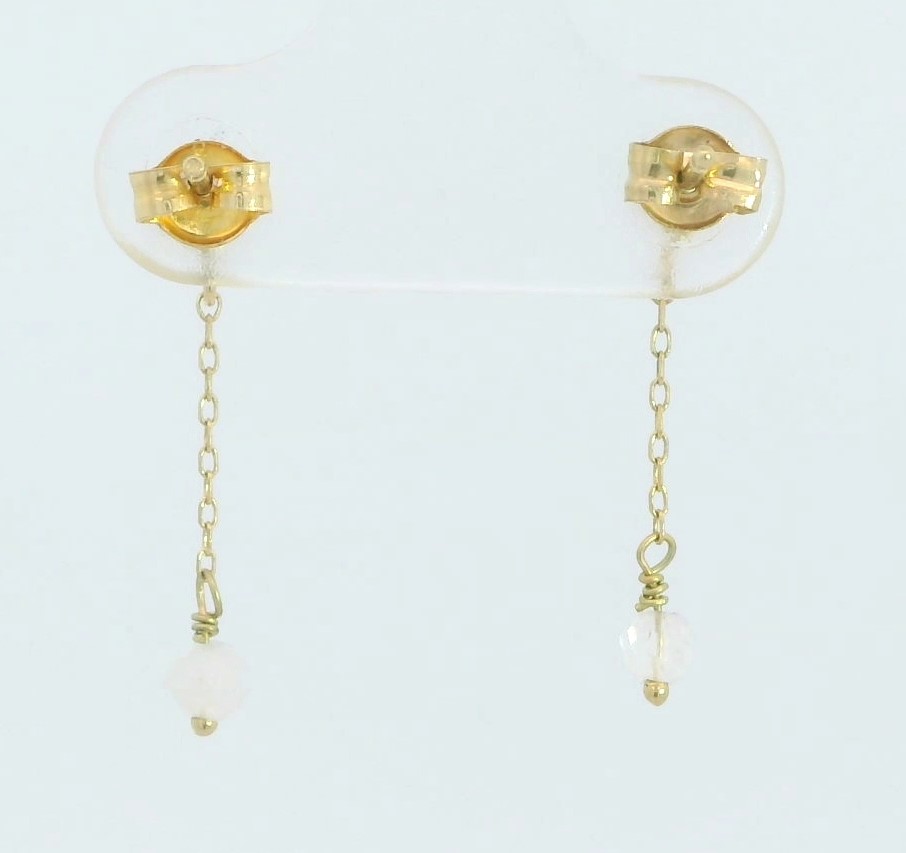 PENDIENTES CADENA CUBO PIEDRA LUNA SEMIPRECIOSA