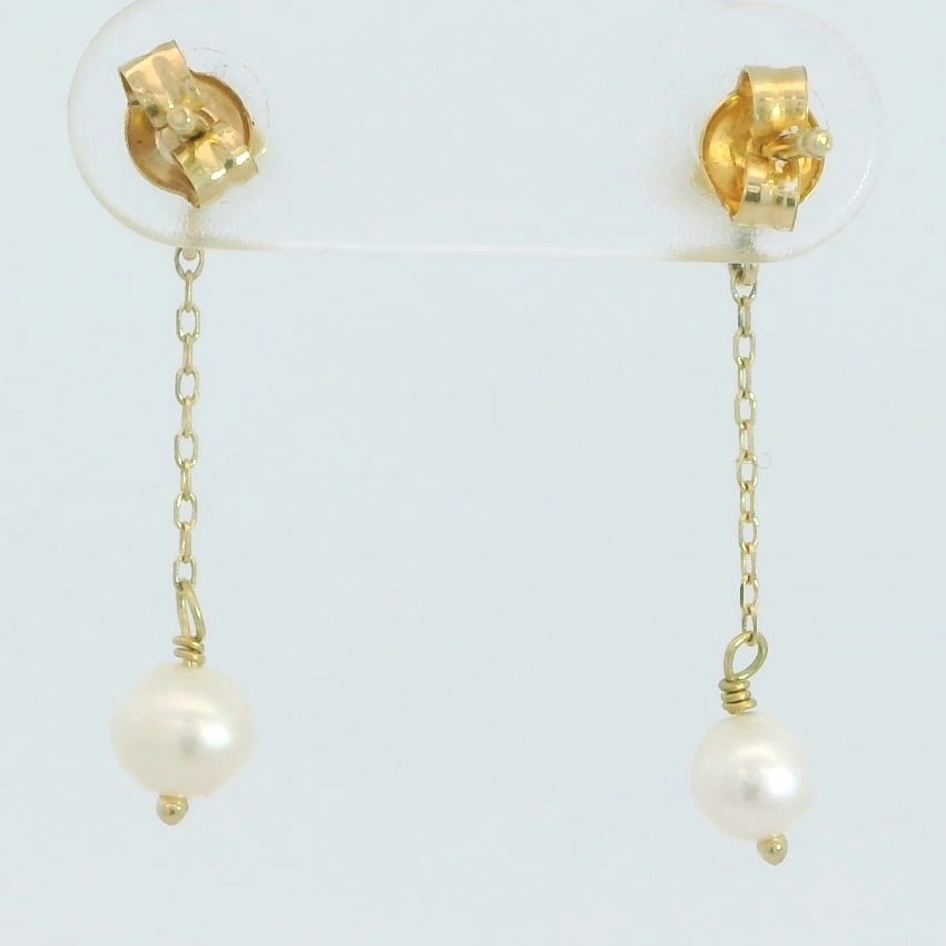 PENDIENTES CADENA  1 CUBO Y PERLA CULTIVADA