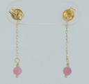PENDIENTES CADENA CUBO PIEDRA TURMALINA ROSA SEMIPRECIOSA