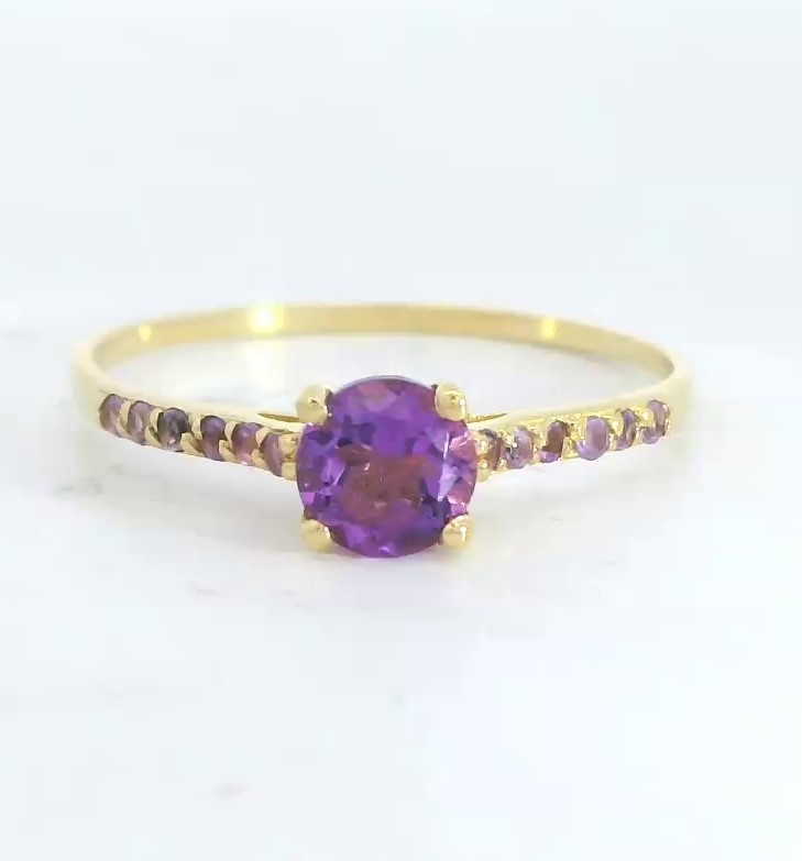 SOLITARIO GARRA PIEDRA AMATISTA NATURAL SEMI PRECIOSA 5MM Y AMATISTAS EN BRAZO