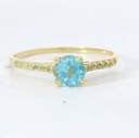 SOLITARIO GARRA PIEDRA TOPACIO AZUL NATURAL SEMI PRECIOSA5MM Y TOPACIOS  EN BRAZO