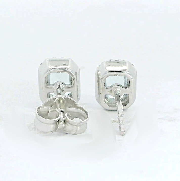 PENDIENTES BRILLANTES AGUA MARINA 1.024 DI 64 RD SI 0.54 CT
