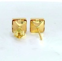 PENDIENTES CUADRADOS 6x6 MM PIEDRA CITRINO MADEIRA