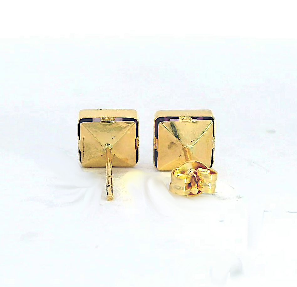 PENDIENTES CUADRADOS 6x6 MM PIEDRA AMATISTA