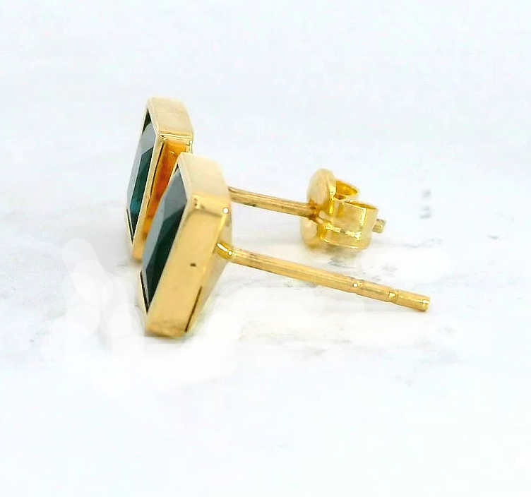 PENDIENTES CUADRADOS 6x6 MM PIEDRA TOPACIO LONDON BLUE