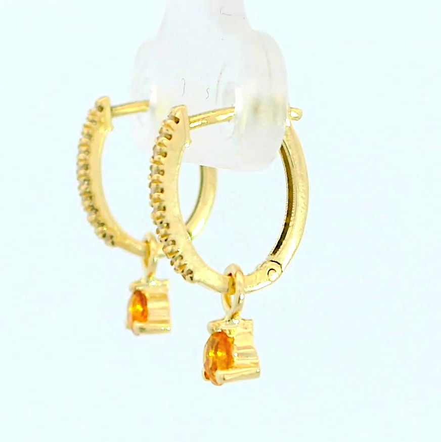 PENDIENTES ARO DESMONTABLE CITRINO 3MM Y CIRCONITAS.17x1'5MM.