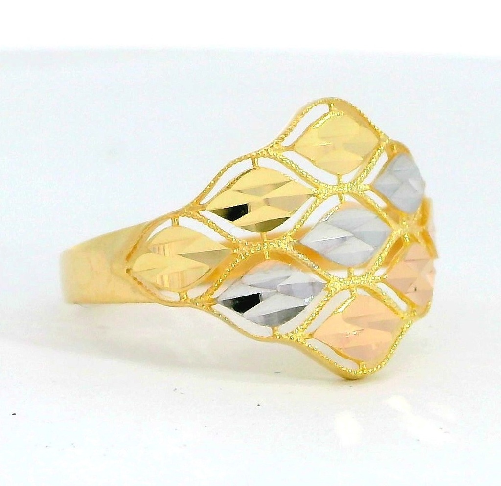 SORTIJA HOJAS TRICOLOR