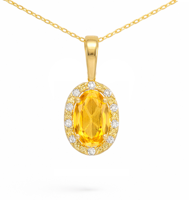 COLGANTE CITRINO SEMIPRECIOSO OVAL DE 5x3MM